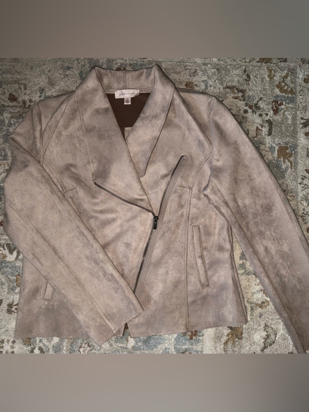 Philosophy Taupe Suede Moto Jacket